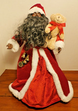 African American Santa Tree Topper 17 inches Tall