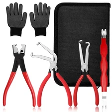 【5-Pcs Kit】Electrical Disconnect Pliers Set w/Gloves - Auto Connector Tool fo...