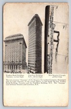 Steamer Cayuga Flatiron Building Traders Bank Toronto NYC Comparative Postcard