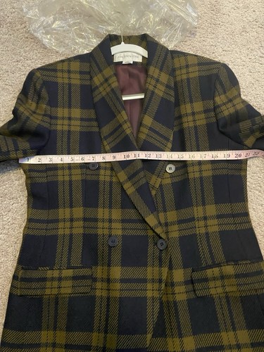 Jones New York Women's Blazer Jacket SIZE 14 Green/Navy Plaid double-breasted - Picture 9 of 11