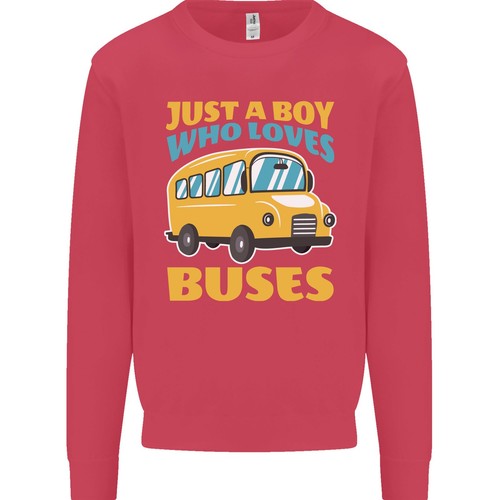 Just a Boy Who Loves Buses Bus Kids Sweatshirt Jumper - Picture 11 of 35