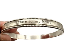 Tiffany & Co Sterling Silver CLOSE TO MY HEART Notes Beaded Bangle Bracelet