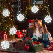 Christmas Balls Lights 4 Pack Hanging 7.9" LED Garden Sphere Tree Lights 8 Modes