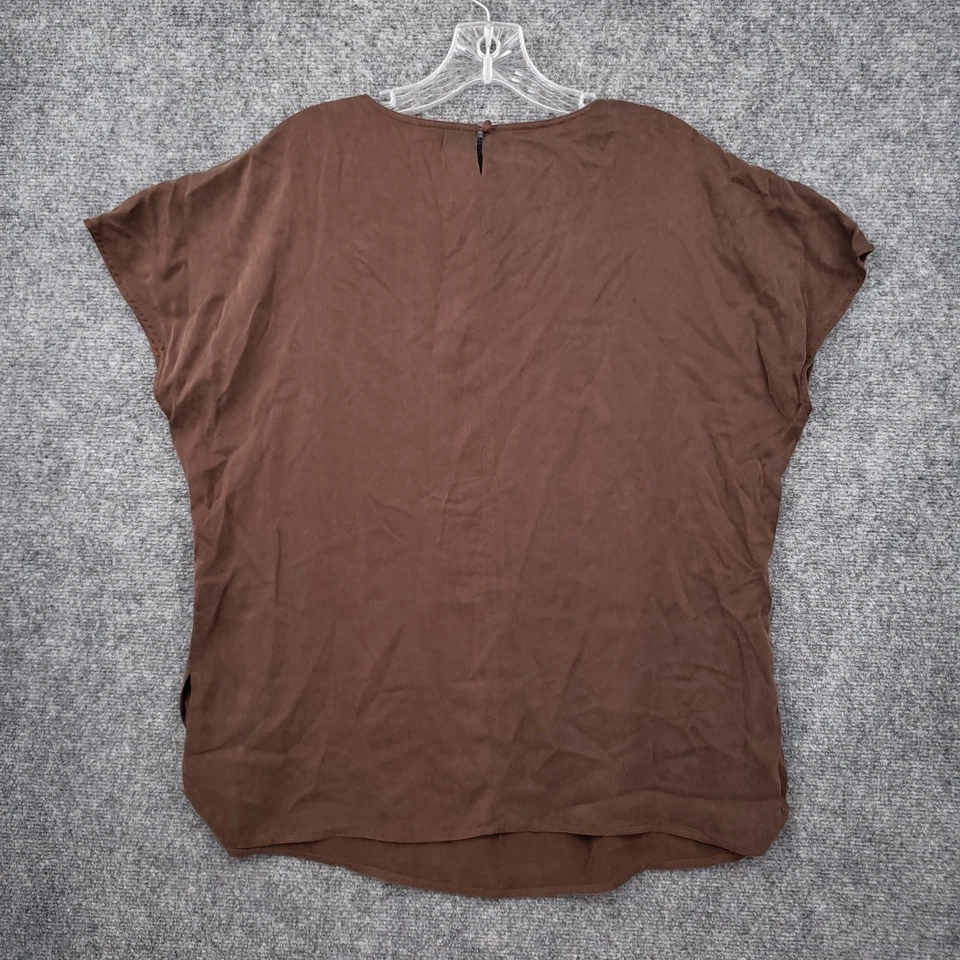 Camiseta Jaeger Top Mujer XL Extra Grande Marrón Seda Lagenlook Manga Corta Dolman Foto 2 de 4