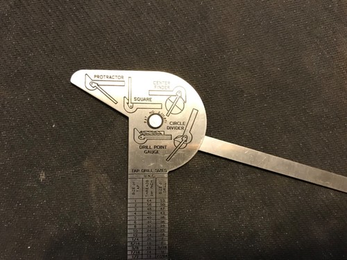 Craftsman Edelstahl 9-4026 Mehrzwecklineal, Bohrer Punkt Messgerät, Winkelmesser, + - Bild 5 von 6