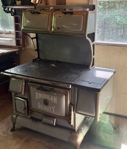 American Beauty Freestanding Cast Plate Cooking Stove w/ Baking Oven, Gray