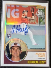 2018 Topps Silver Pack Chrome #83 Promo 1983 Topps 35th Auto Austin Hays RC /99