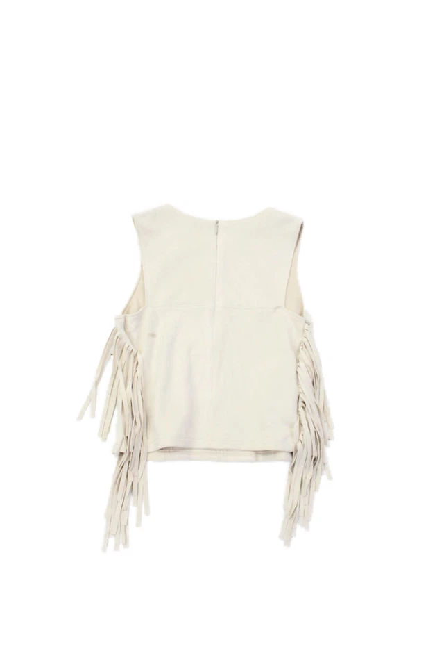 Conjunto de falda sin mangas con flecos sin mangas para niños y niñas soprano beige talla 10-12 Foto 3 de 4