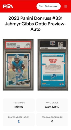 2023 Optic Preview Silver Holo Prizm Auto JAHMYR GIBBS SP #331 RC Pop 2 - Picture 4 of 4