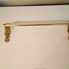 Wall Mounted Bathroom Towel Rail Bar Gold Metal with Ornate Brackets