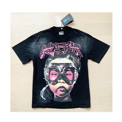 Hellstar Graphic Print Black Pink Men's Cotton Jersey T-Shirt Size L