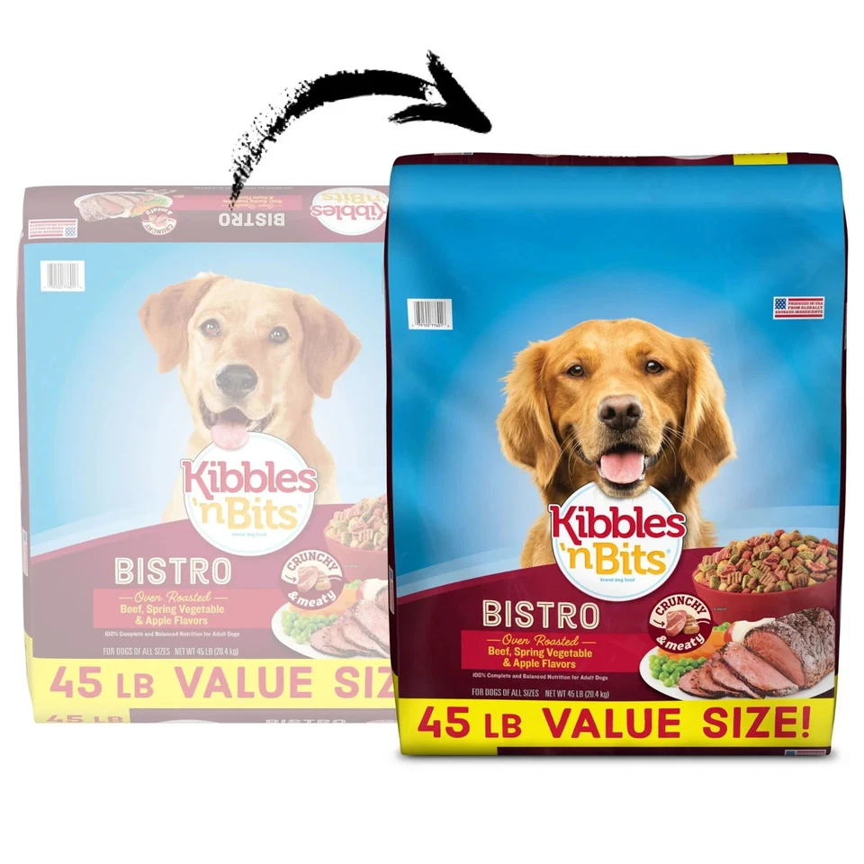 2 Bolsas Kibbles 'n Bits Bistro Carne Asada de Res, Verduras y Manzana Comida Seca para Perros, 45 lb Foto 3 de 4