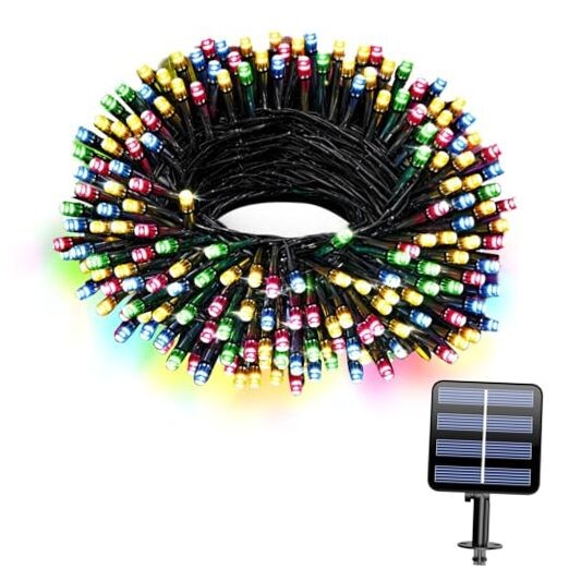 33FT 100 LED Solar-Powered Outdoor String Lights in Multicolor