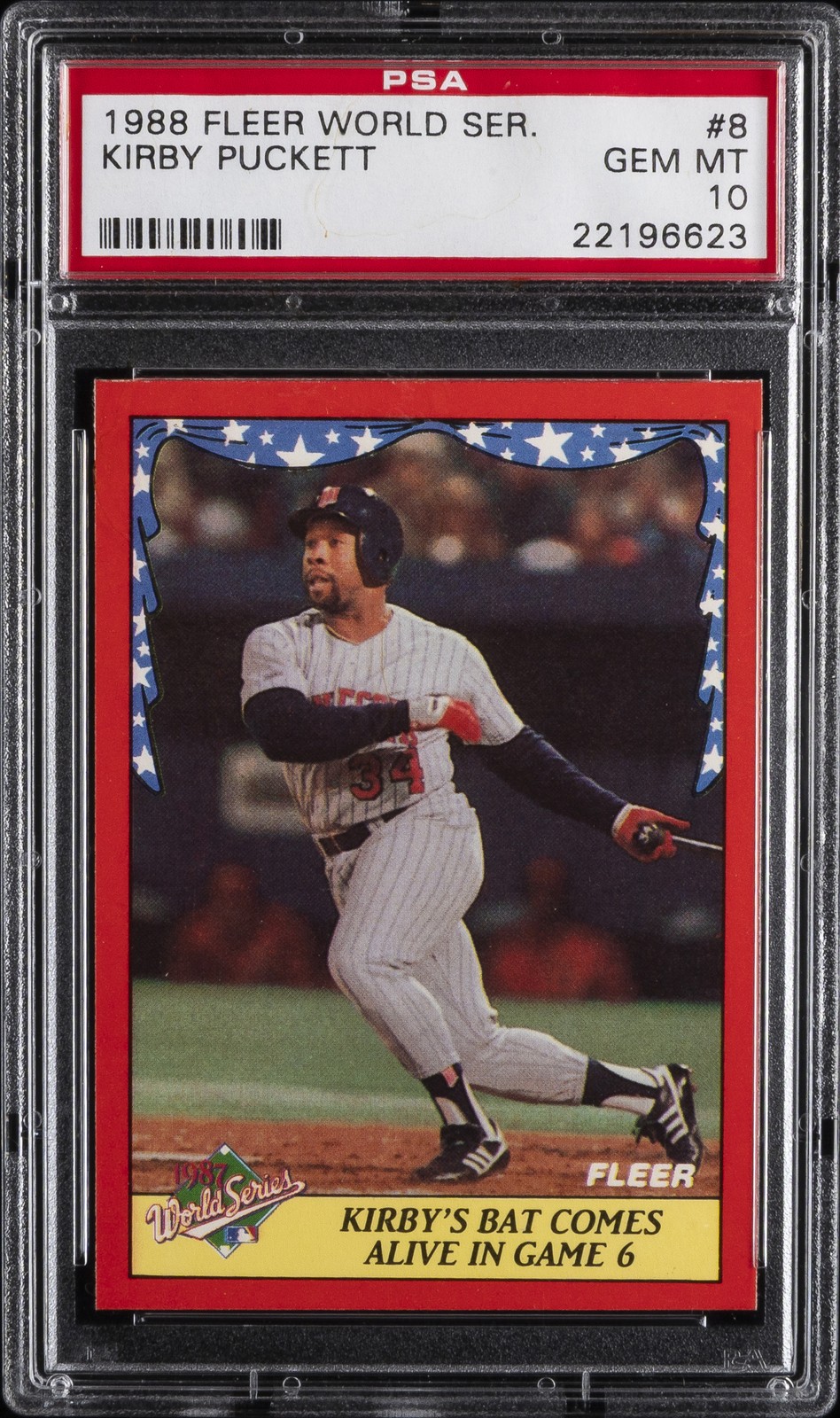 1988 FLEER WORLD SER #8 KIRBY PUCKETT PSA 10