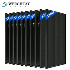 12V 100W 170W 200W 300W Watt Monocrystalline Solar Panel RV Boat Home Off Grid