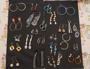 GUC Huge Lot 25 Pairs Green Red Black Earrings Hoop Dangle Drop Boho Crystal