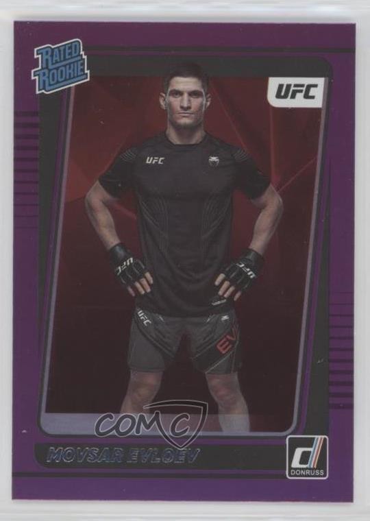 2022 Donruss UFC Rated Rookie Purple Flood Movsar Evloev #218 Rookie RC 09q5