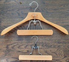 Setwell Vintage Wooden 18" Suit Hanger with Trousser Bar 1950s  Extra Bar