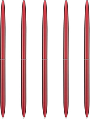 5 Pieces Ballpoint Pen Set, Black Ink Slim Lightweight Smooth Writing Metal Pen,