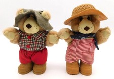 Set of 2 Furskins 7" Bears Plush Boone Dudley Stuffed Animals Hat Clothes