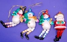 Pier 1 One Vintage Mixed Lot Of  Articulated Christmas Ornaments Figurine Decor