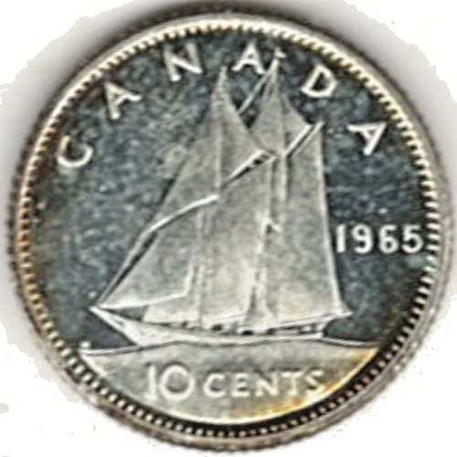 1965 SILVER CANADA TEN CENTS ~ PROOF LIKE SURFACES ~ PLEASE SEE THE SCAN stkPL-9
