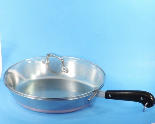vtg REVERE WARE 12" copper bottom FRYING PAN + GLASS ALL-CLAD LID (EXCELLENT!) - Picture 2 of 8