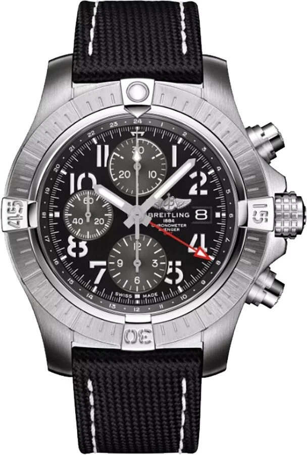 Reloj automático para hombre Breitling Avenger esfera negra y correa de cuero A24315101B1X1