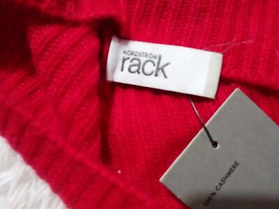 NORDSTROM RACK Beanie NWT 100% Cashmere Red Ribbed | eBay display picture 3
