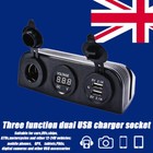 Dual USB Surface Mount Caravan Boat Cigarette Lighter Socket Voltmeter 12V-24V