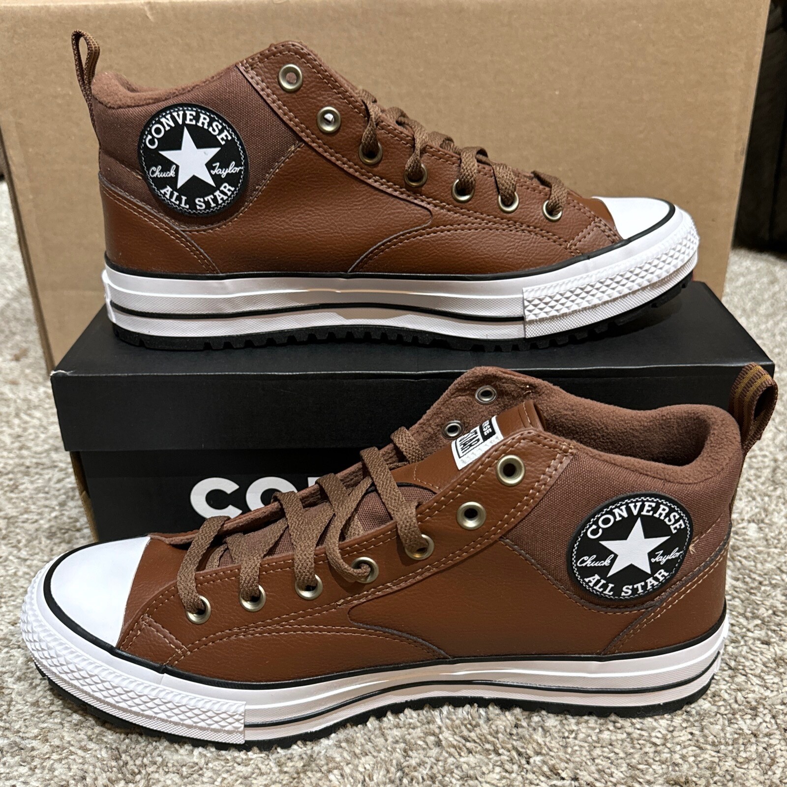 Converse Chuck Taylor CTAs Mid Mens Faux Leather Boots in Brown-image