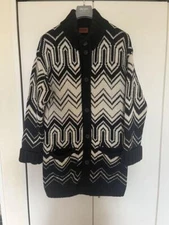 Missoni Thick Knit Coat Size XL Italian Made Fiamma Pattern Orange Tag 2502SM