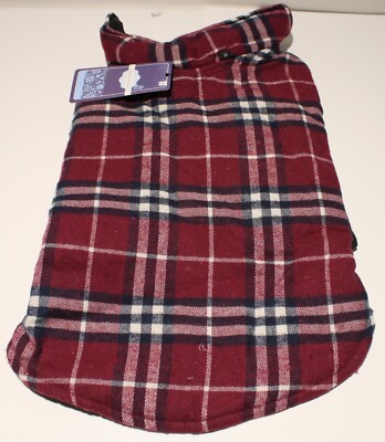 Dog Jacket Coat Clothes MEDIUM Reversible Plaid Quilted Winter 14'' Back Length