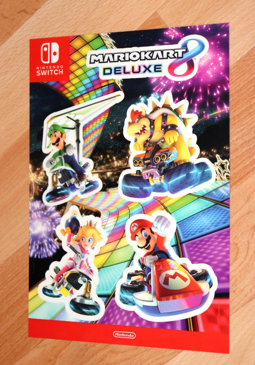 Mario Kart Deluxe 8 Rare Promo Sticker Set sheet Stickers Nintendo