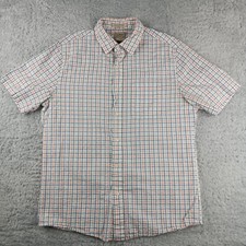 LL Bean Button-Up Shirt Mens Medium Check Seersucker Collared Slightly Fitted