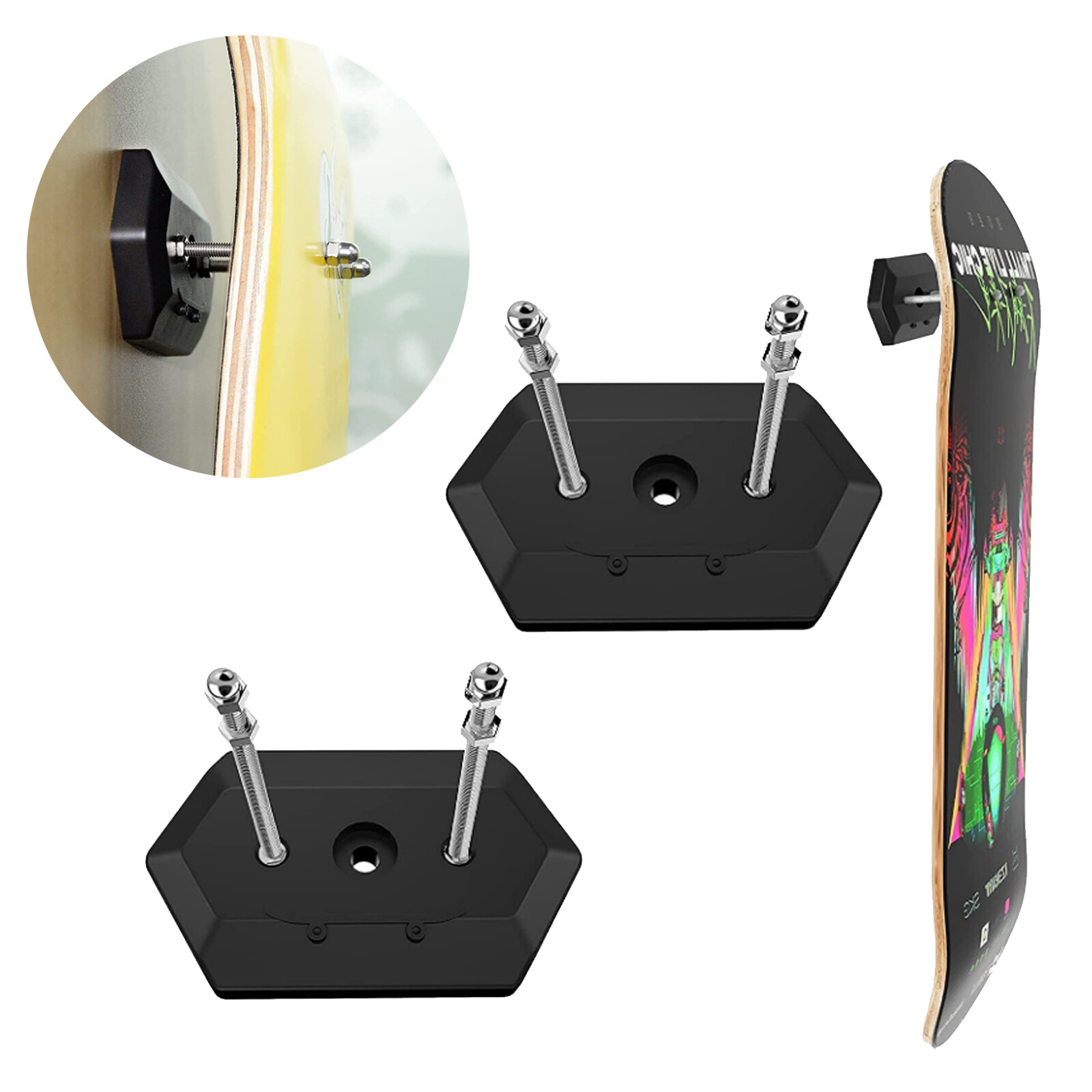 Skateboard Wall Mount Skateboard hanger for Skateboard Deck Display 2pcs-image