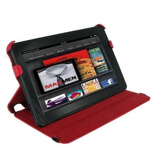 rooCASE for Amazon Kindle Fire 7" - Slim-Fit Vegan Leather Folio Red Lot C8 - Image 4 of 4