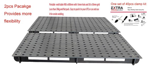 2PCS OF WELDING TABLE TOPS 900 X 600MM W/ ONE SET OF 40 PCS CLAMPING KITS