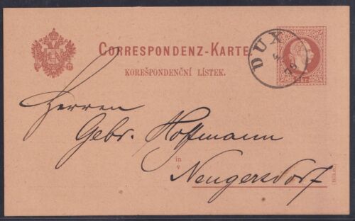 67019) DUX Böhmen LUXUS-Stempel 1879 Ganzsache mit Zudruck Gisela Schacht Osseg - 第 1/2 張圖片