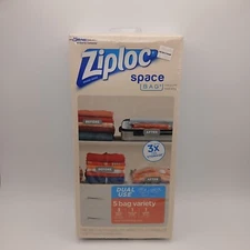 Ziploc Vacuum Seal Space Bag 5-Count Variety Pack Waterproof Reusable Airtight
