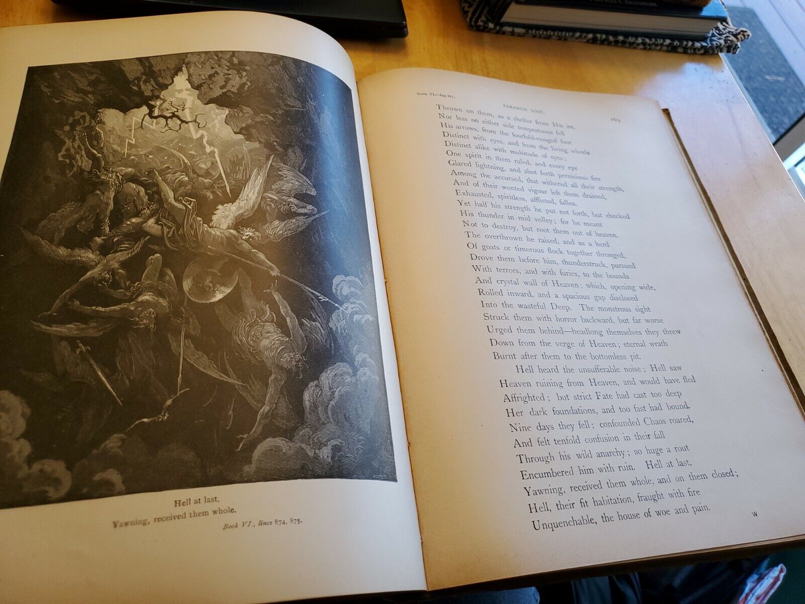 Illustration by Gustave Dore for Miltons Paradise Lost, Book VI, lines 874,  875