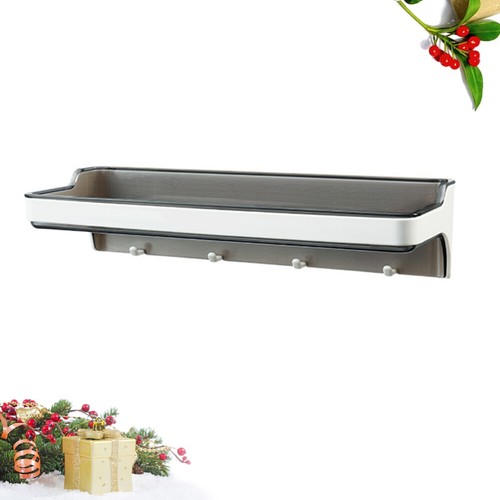 Punch Free Floating Shelf Plastic Wall Mount Towel Storage Rack Organizer for économies