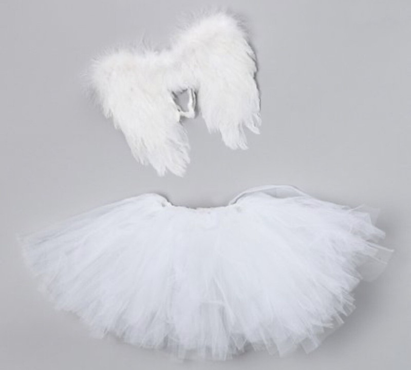 NIB TUTU COUTURE White fluffy Skirt & Angel wing Set, size M