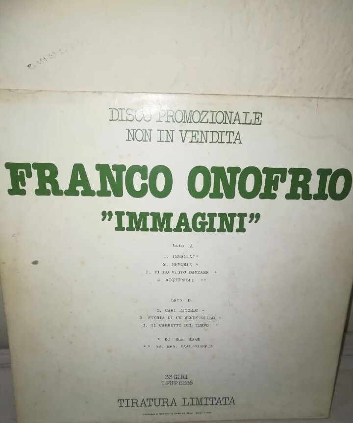 "Immagini" Franco Onofrio Disco Promozionale LEGGI DESCRIZIONE foto 3