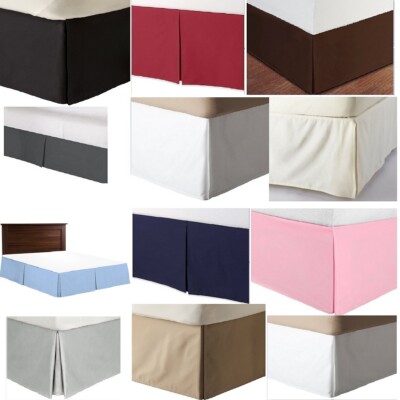 Open Corner Tailored Bed Skirt | 650 TC Solid Cotton | Drop 8'' 9'' 10'' inch | New