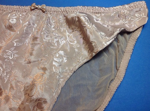 Women Panty,Briefs Secret Treasures Size 6 Satin Mocha Beige Floral - Picture 5 of 7