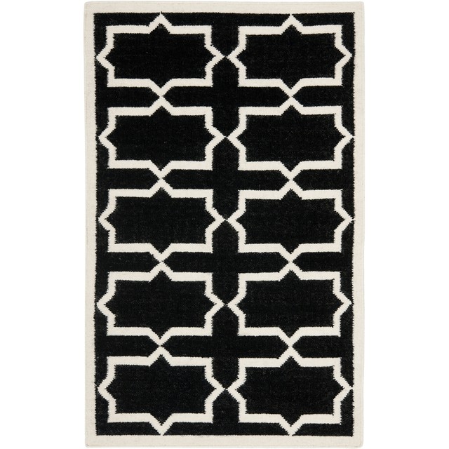 Safavieh Flat weave Black/ Ivory Wool Area Rug 3' x 5' eBay