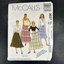 McCalls 3637 Misses Tiered Skirt in Two Lengths Uncut Size Xsm - Med
