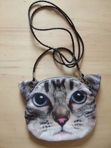 Sac A Main Tissu En Forme Tete De Chat Aux Yeux Bleus Fermeture Eclair Neuf Ebay