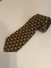 Bravini 58” Men’s Tie 100% Silk Made In USA Gold Black